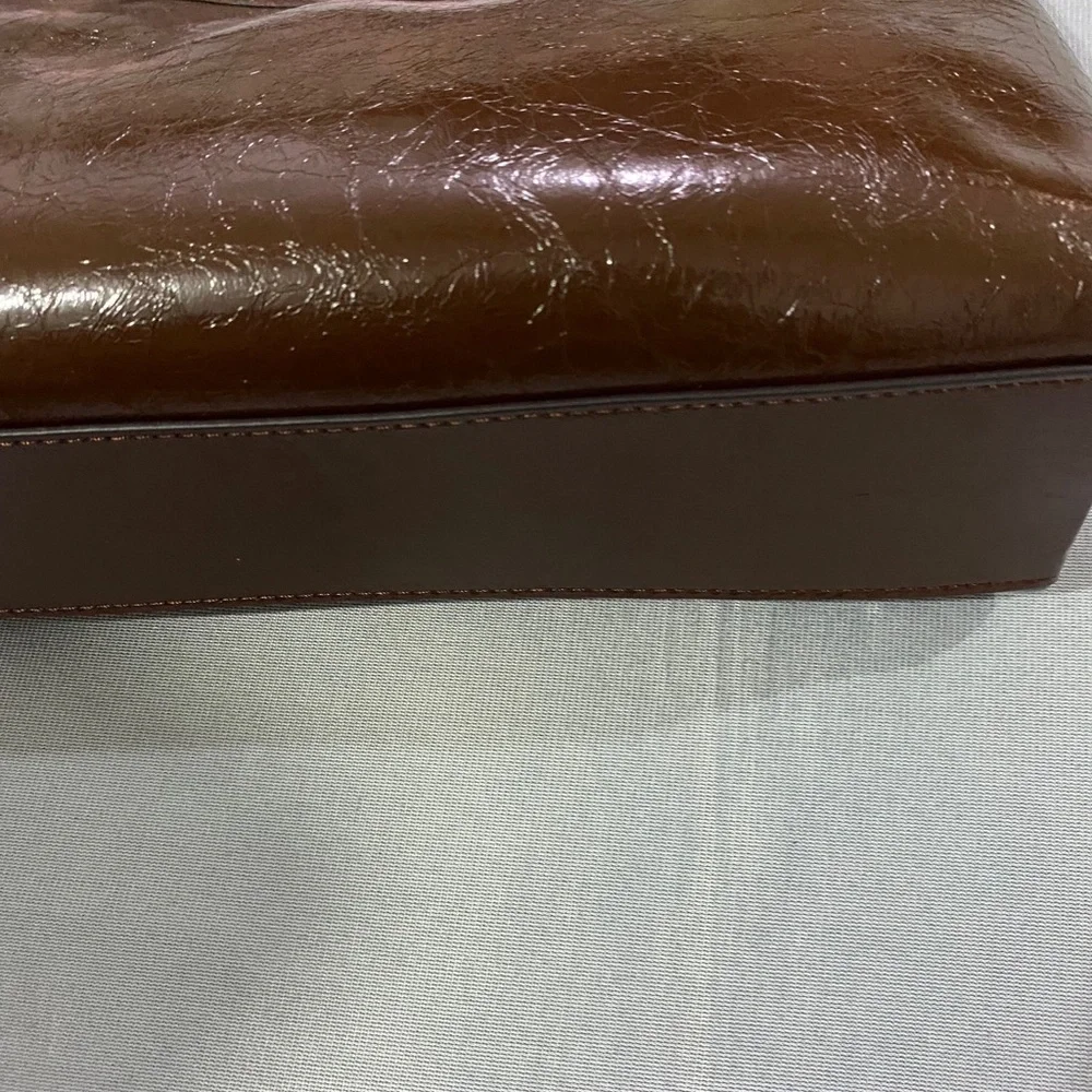 Coach Dark Brown Leather Shoulder Bag with Gold Hardware